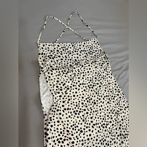 Dalmatian Print Criss-cross Tie Back Split Side Dress cowl neck size 2XL - Picture 5 of 13